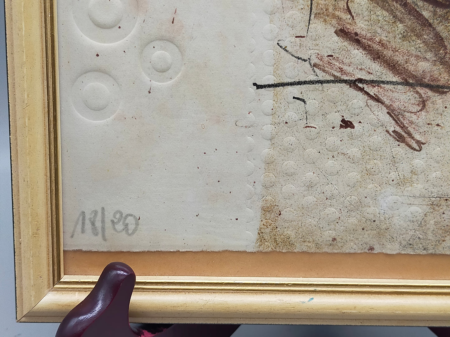 Abstrakte Kunstgrafik im Goldrahmen – Handsigniert & Limitiert (1989)