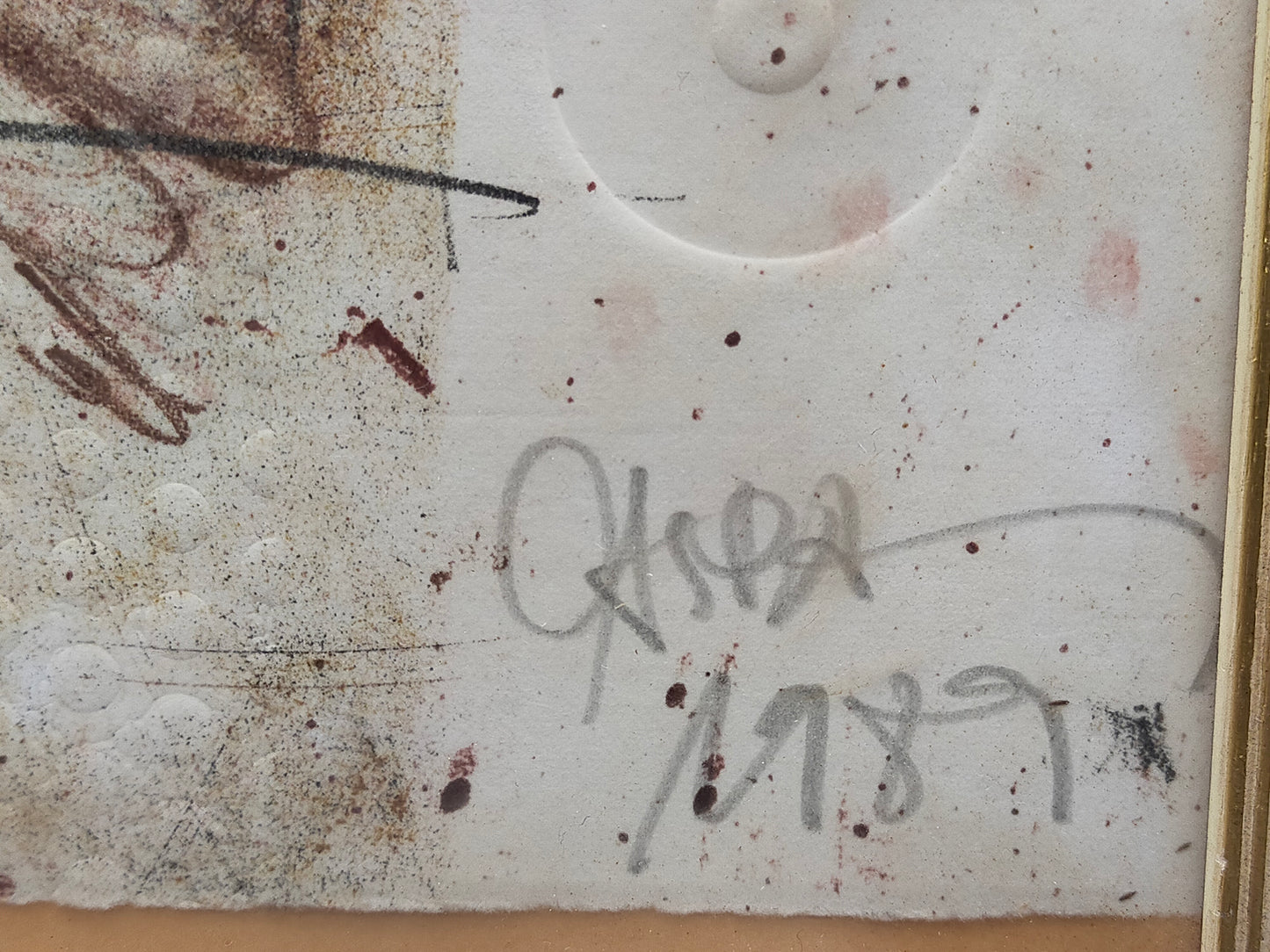 Abstrakte Kunstgrafik im Goldrahmen – Handsigniert & Limitiert (1989)