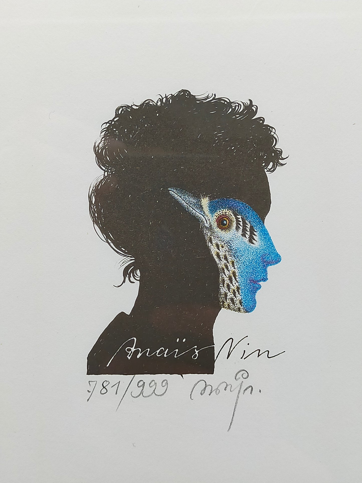 Michael Mathias Limitierte Anais Nin Grafik im Rahmen Kunstvolles Porträt