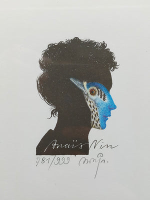 Michael Mathias Limitierte Anais Nin Grafik im Rahmen Kunstvolles Porträt