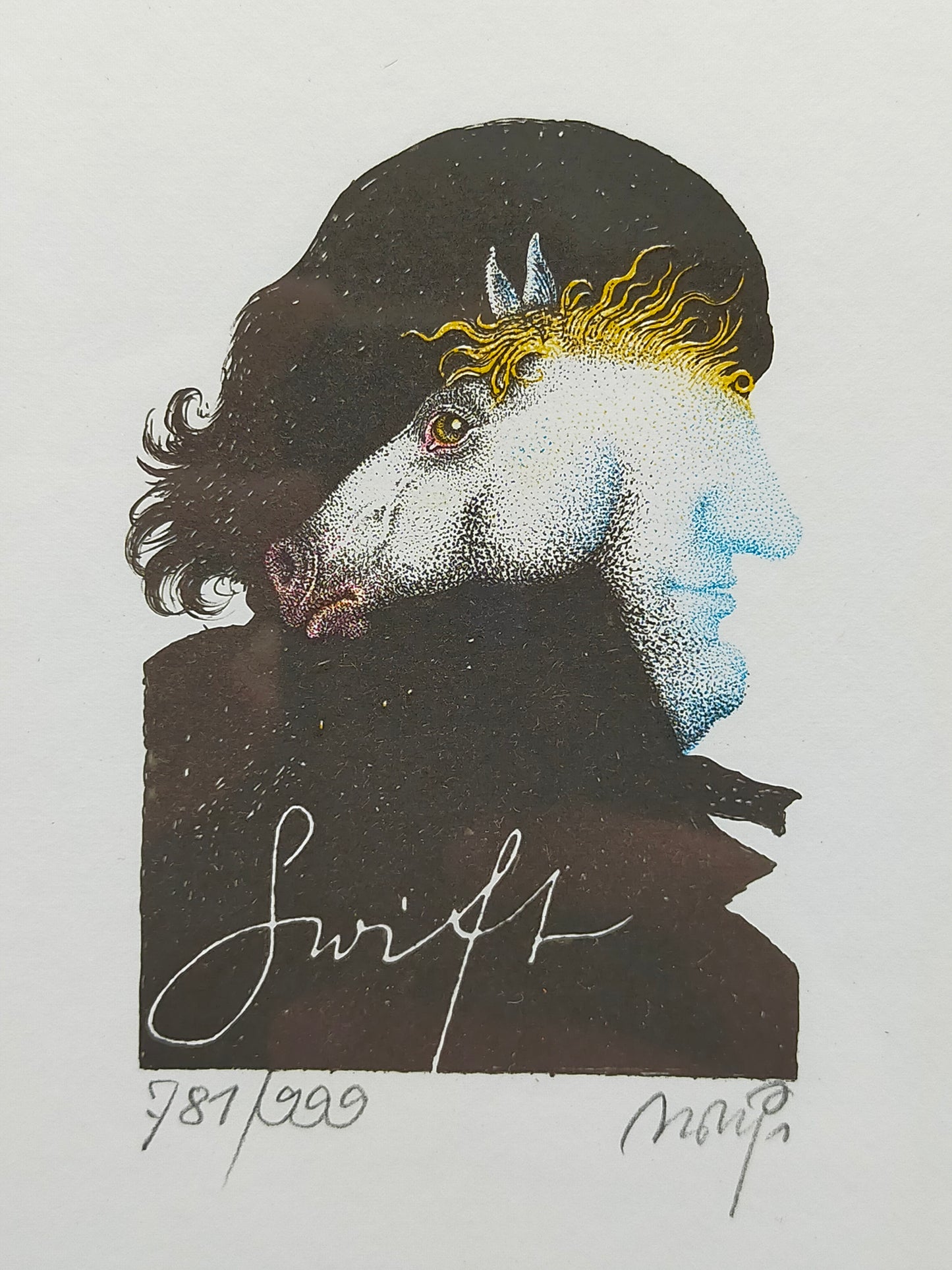 Michael Mathias Limitierte Grafik Swift von Moiré Surrealistisches Porträt