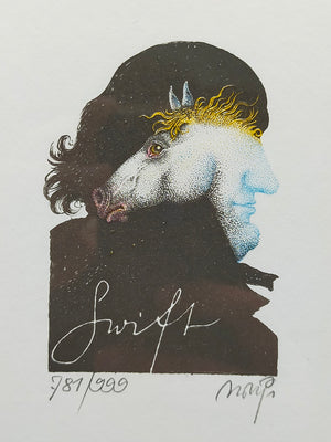 Michael Mathias Limitierte Grafik Swift von Moiré Surrealistisches Porträt