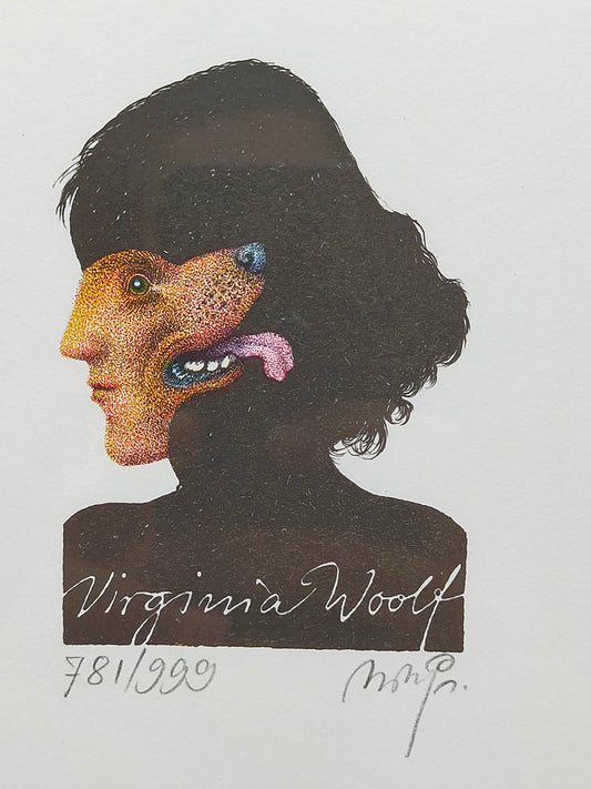 Michael Mathias Limitierte Virginia Woolf Grafik Kunstvolles Porträt