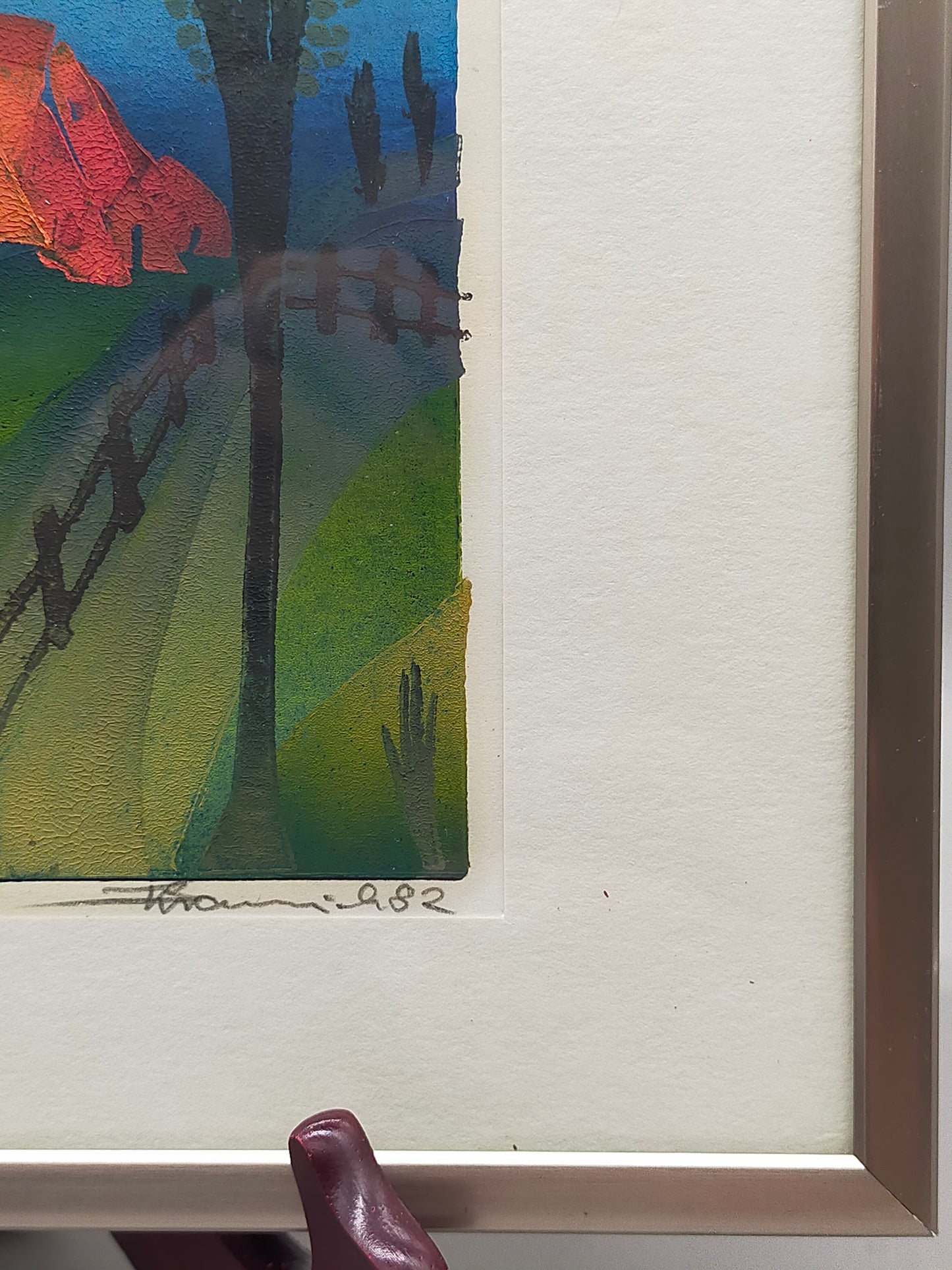 Moderner Kunstdruck „Rotes Haus“ – Handsigniert & Limitiert (33/100)