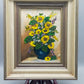 Charmantes Ölgemälde Sonnenblumen in Vase – Signiertes Blumenstillleben