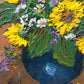 Charmantes Ölgemälde Sonnenblumen in Vase – Signiertes Blumenstillleben