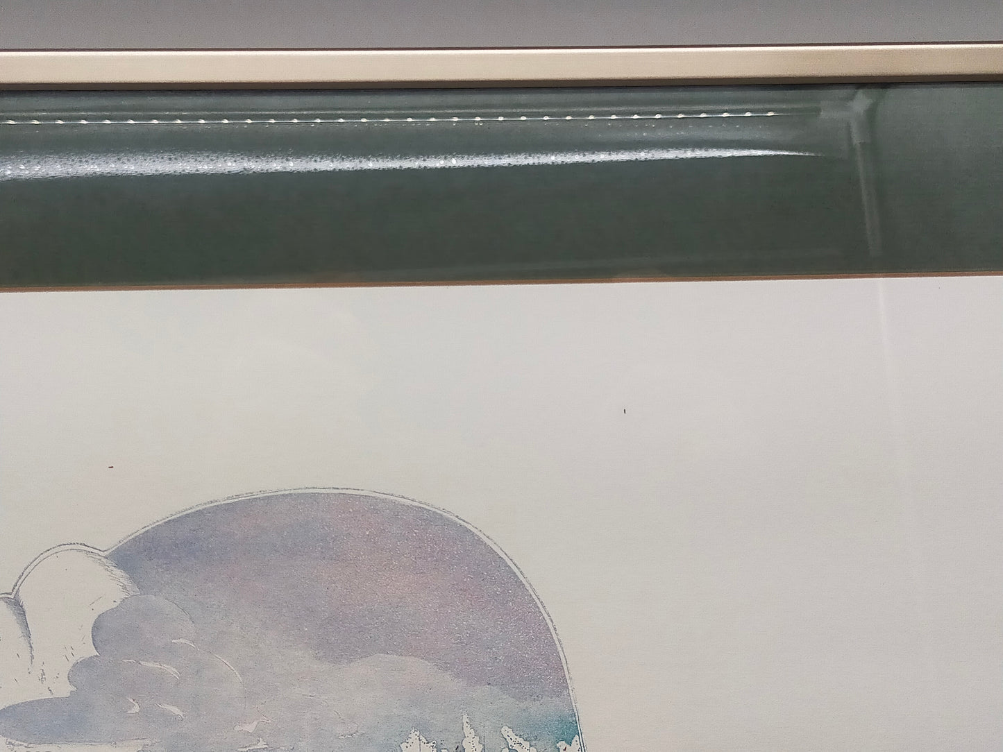 Surrealistische Grafik "Schneckenhaus-Landschaft" – Signiert & Gerahmt