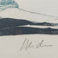 Surrealistische Grafik "Schneckenhaus-Landschaft" – Signiert & Gerahmt