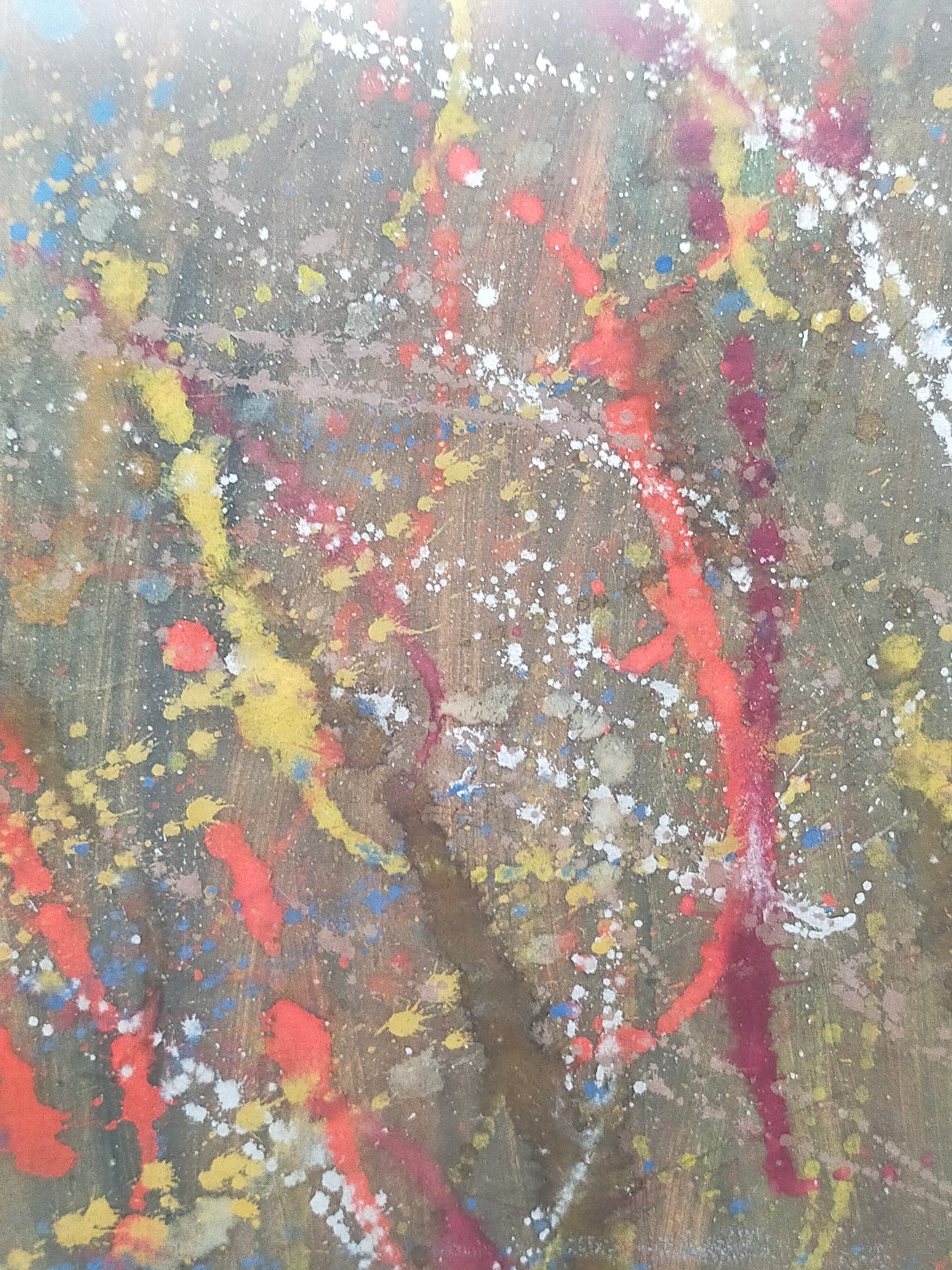 Modernes Abstraktes Gemälde – Farbenfrohes Wandbild im Silberrahmen
