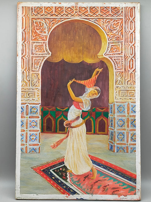 Orientalisches Ölgemälde – Tänzerin in prachtvollem Palast Ambiente