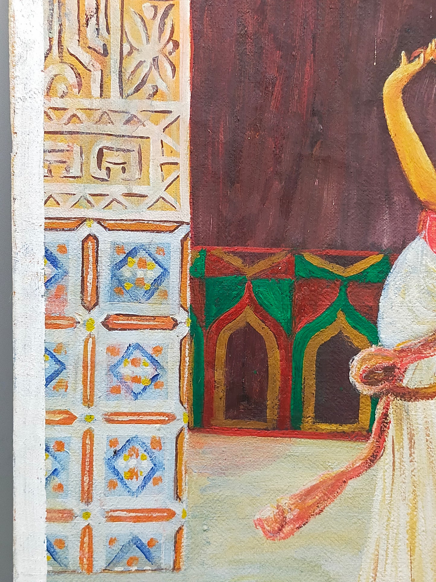 Orientalisches Ölgemälde – Tänzerin in prachtvollem Palast Ambiente