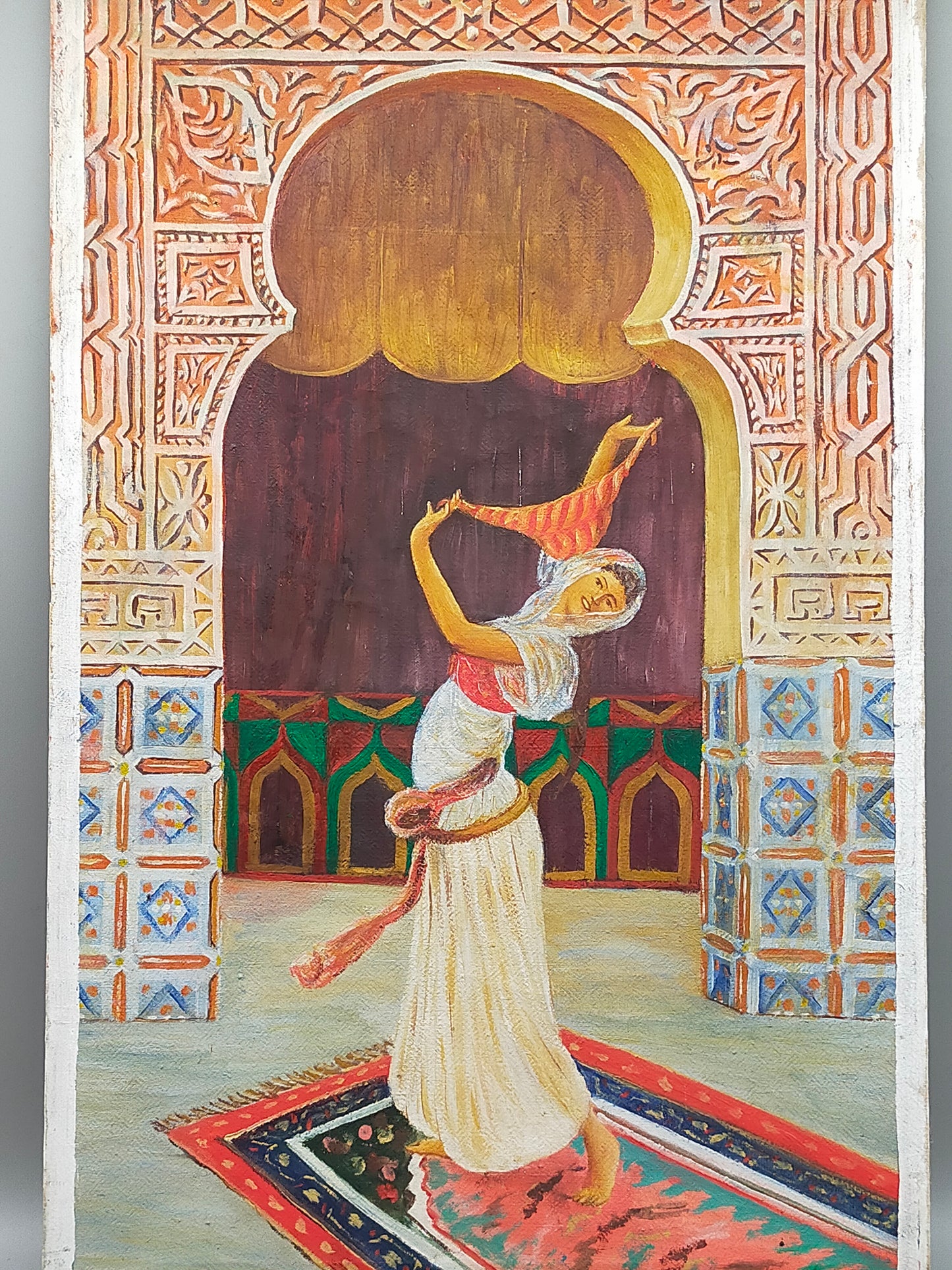 Orientalisches Ölgemälde – Tänzerin in prachtvollem Palast Ambiente