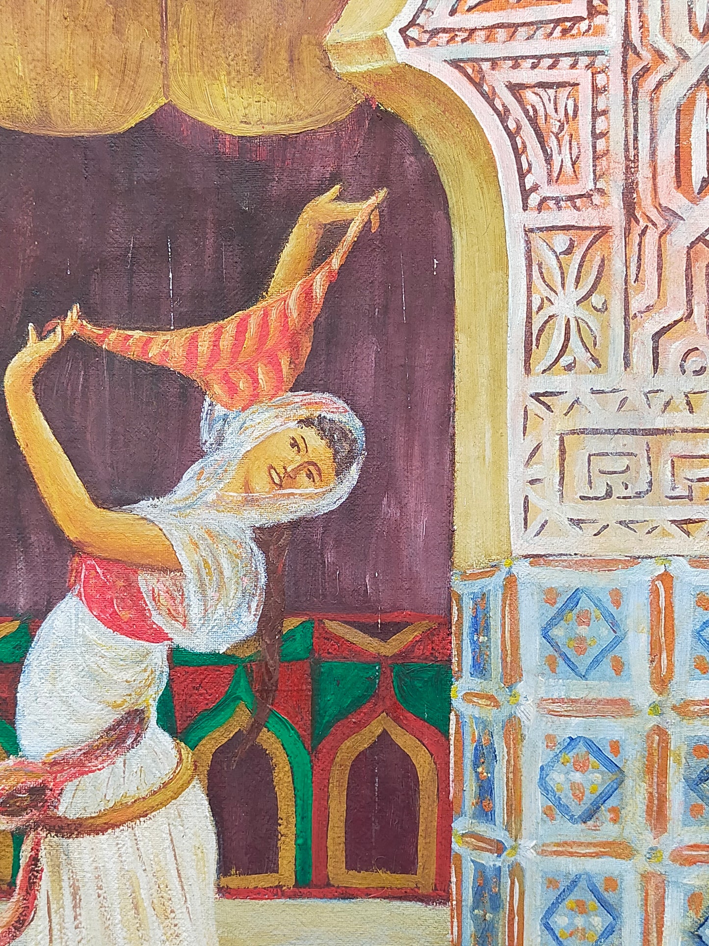 Orientalisches Ölgemälde – Tänzerin in prachtvollem Palast Ambiente