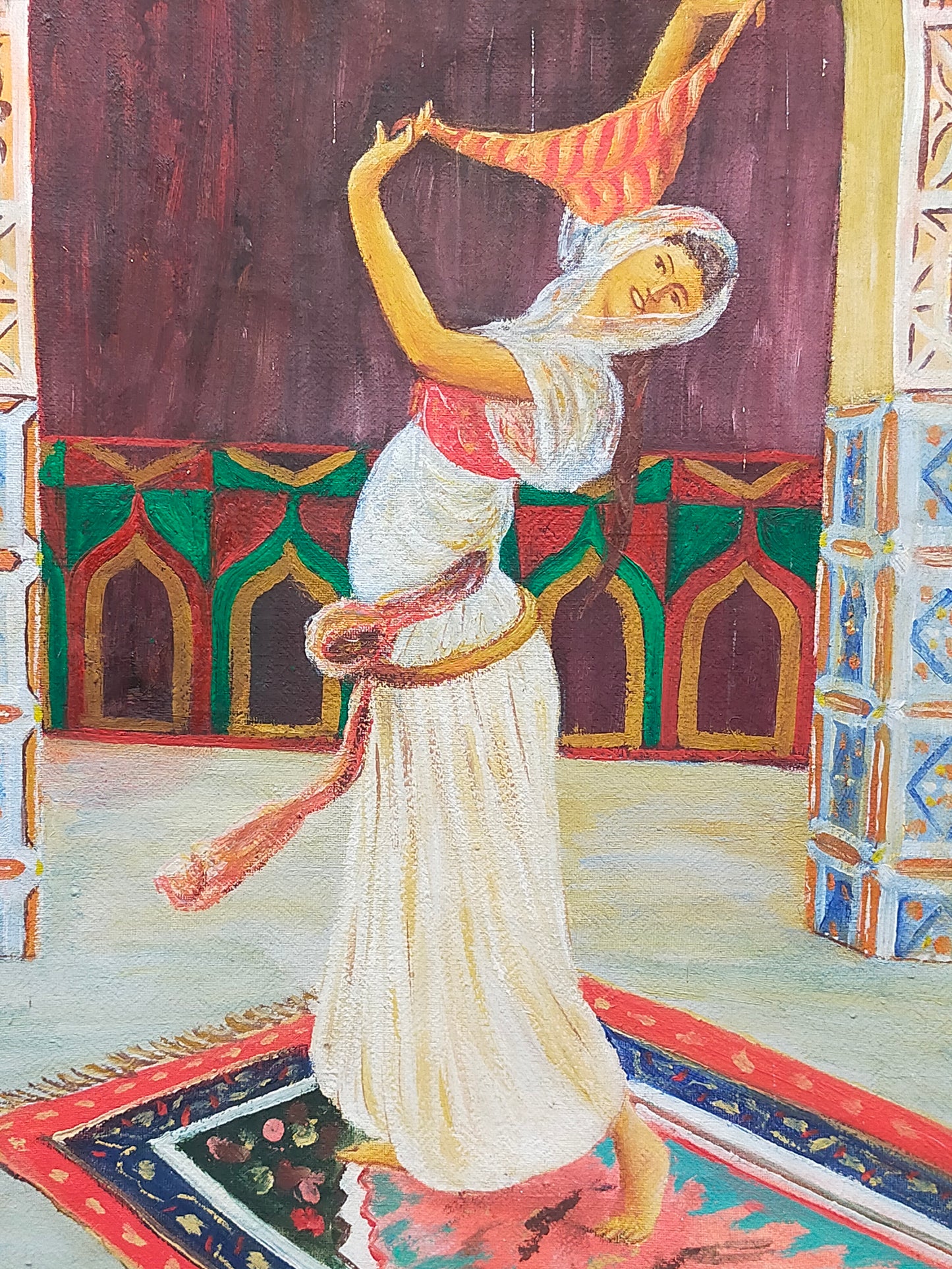 Orientalisches Ölgemälde – Tänzerin in prachtvollem Palast Ambiente