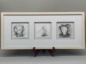 Modernes Triptychon Abstrakte Kunst – 3er Grafik im Holzrahmen