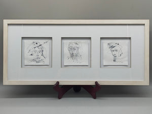 Modernes Triptychon Abstrakte Kunst – 3er -  Grafik im Holzrahmen