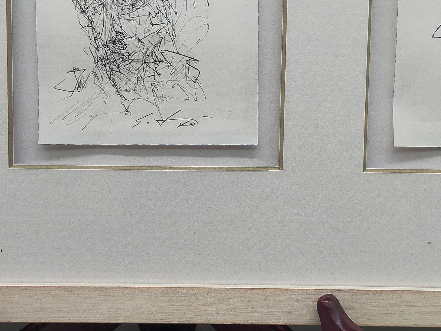 Modernes Triptychon Abstrakte Kunst – 3er -  Grafik im Holzrahmen