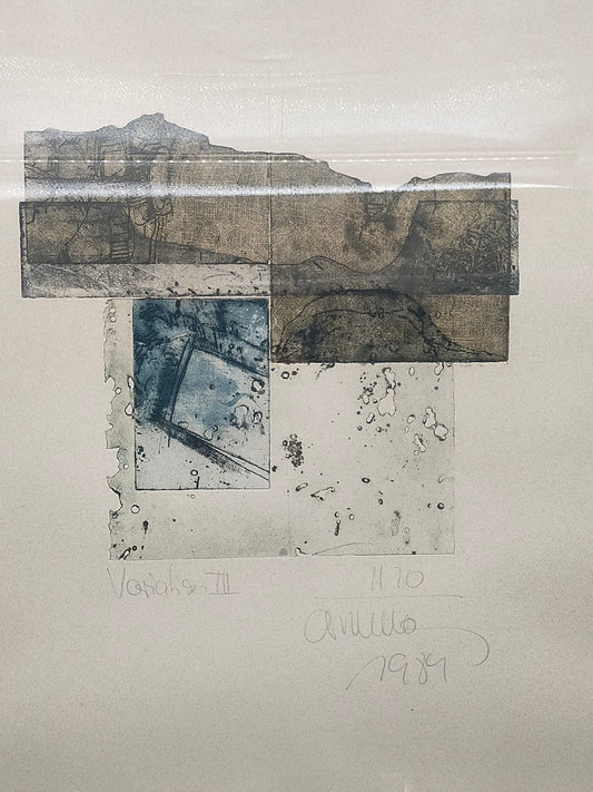 Abstrakte Farbradierung „Variation III“ – von Chumu Signierte Grafik von 1984