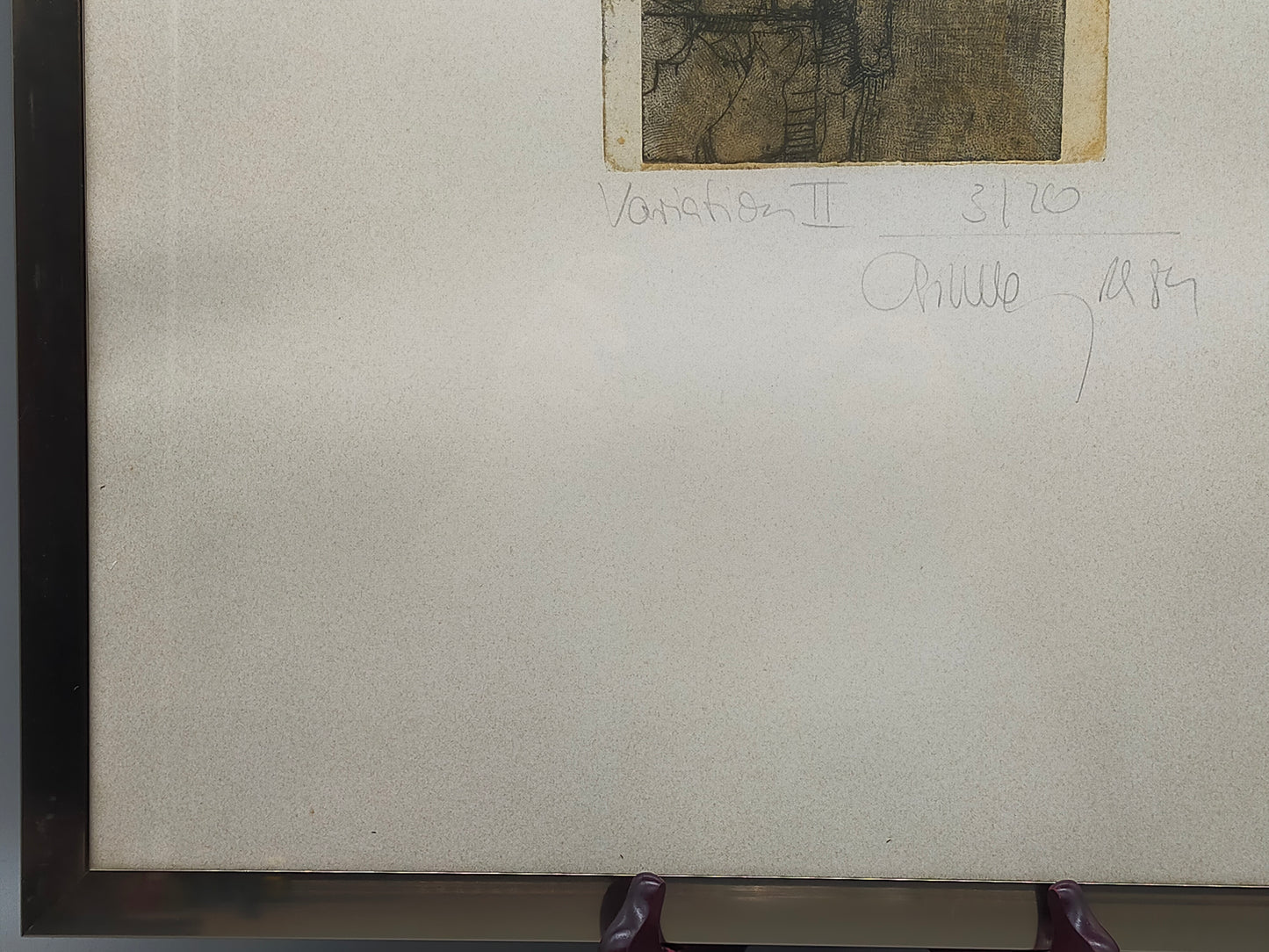 Abstrakte Kunst Variation II – Signierte Farbradierung von Chumu 1984