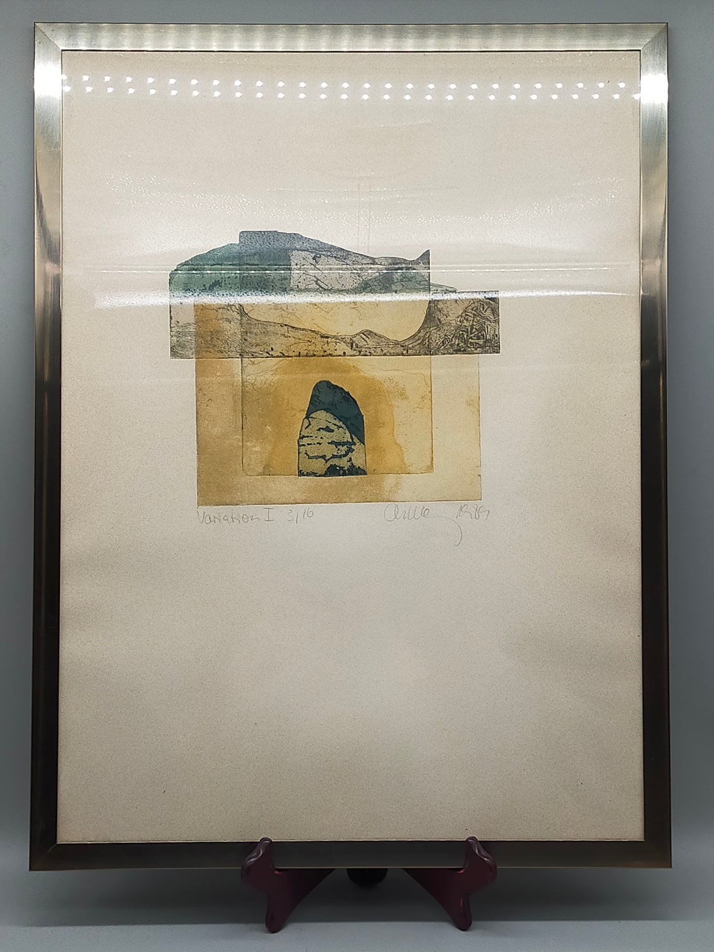 Künstlerischer Kunstdruck "Variation I" – von Chumu -  Abstraktes Bergmotiv 1989