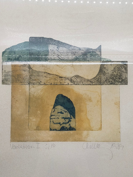 Künstlerischer Kunstdruck "Variation I" – von Chumu -  Abstraktes Bergmotiv 1989