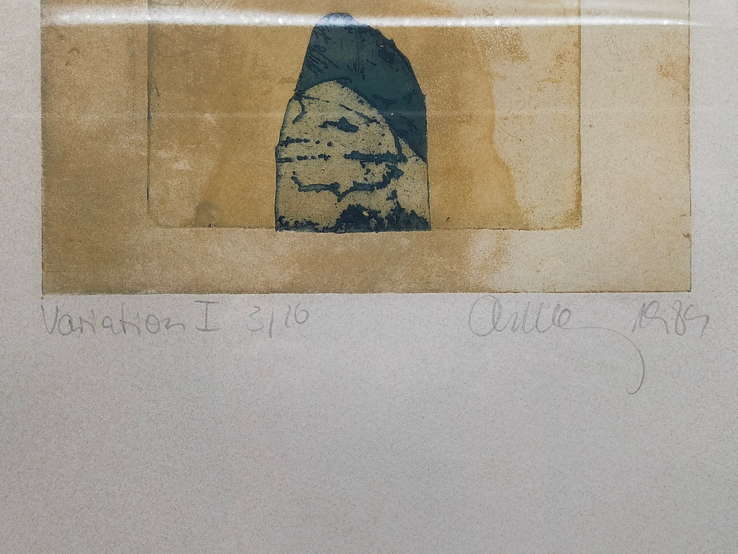 Künstlerischer Kunstdruck "Variation I" – von Chumu -  Abstraktes Bergmotiv 1989