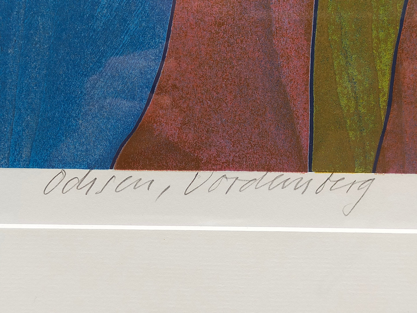 Abstrakter Farbdruck "Ochsen, Vordernberg" – Handsigniert & Gerahmt
