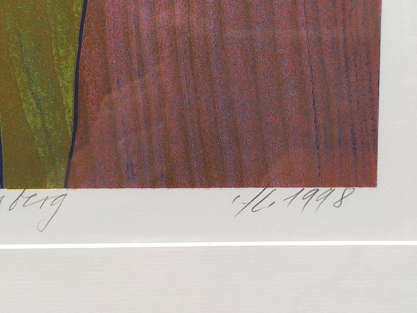 Abstrakter Farbdruck "Ochsen, Vordernberg" – Handsigniert & Gerahmt