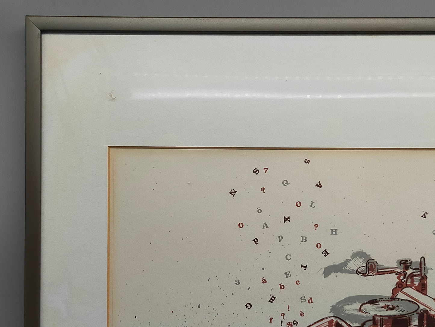Originelles Schreibmaschinen-Stillleben – Künstlerische Lithografie von 1990