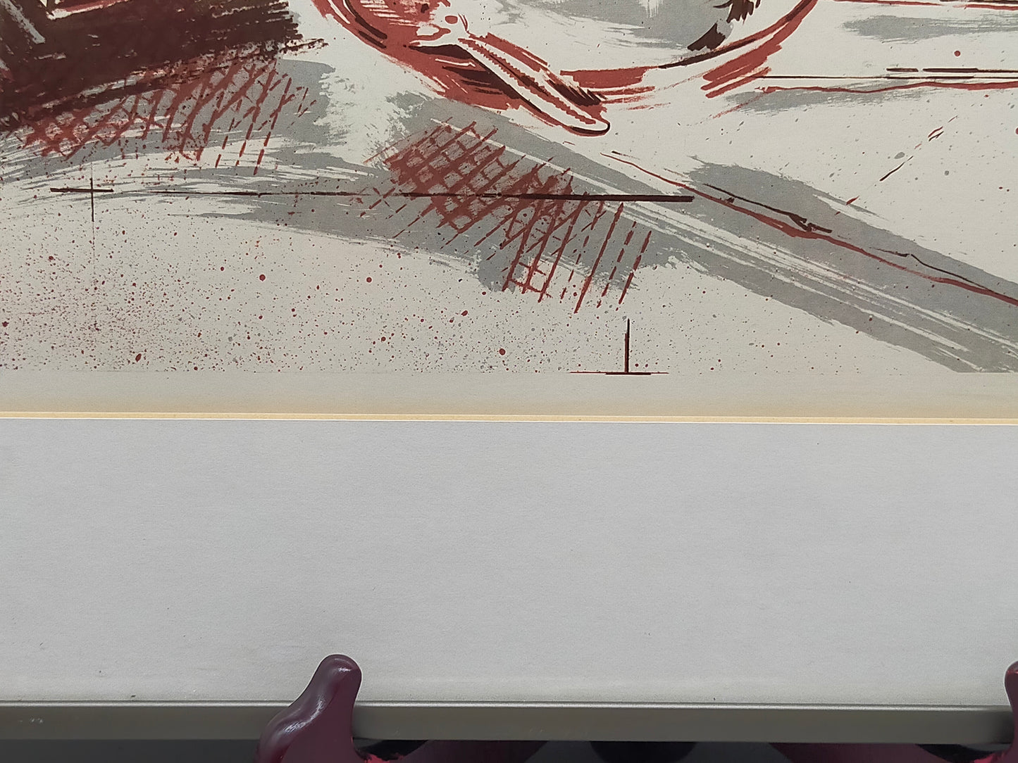 Originelles Schreibmaschinen-Stillleben – Künstlerische Lithografie von 1990