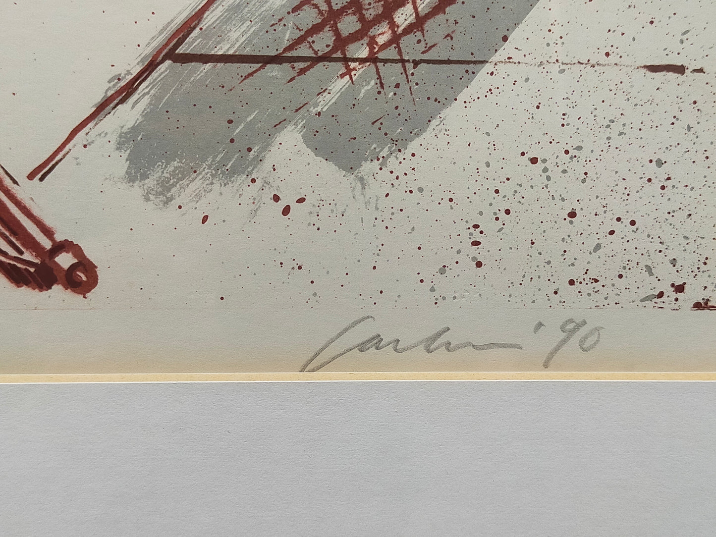 Originelles Schreibmaschinen-Stillleben – Künstlerische Lithografie von 1990