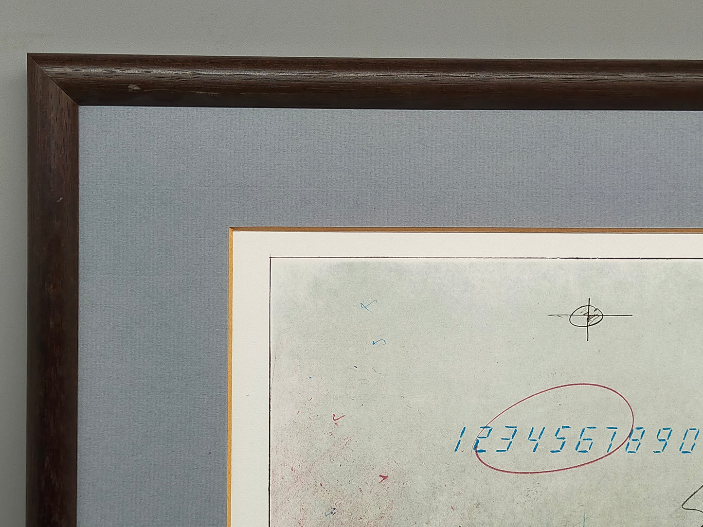 Abstrakte Kunst Grafik - Signierte Lithografie im Holzrahmen