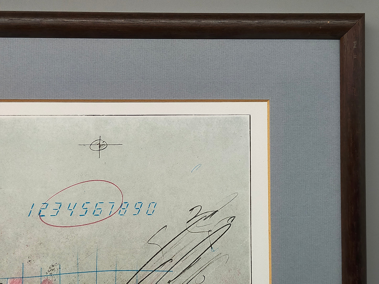 Abstrakte Kunst Grafik - Signierte Lithografie im Holzrahmen