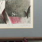 Abstrakte Kunst Grafik - Signierte Lithografie im Holzrahmen