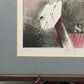 Abstrakte Kunst Grafik - Signierte Lithografie im Holzrahmen