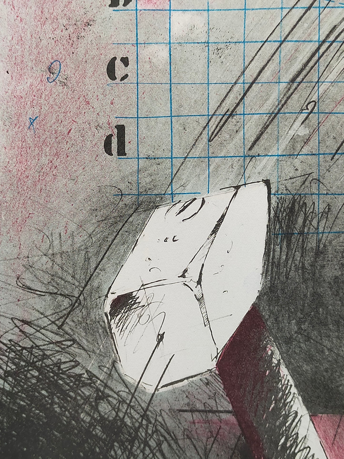 Abstrakte Kunst Grafik - Signierte Lithografie im Holzrahmen