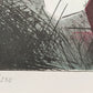 Abstrakte Kunst Grafik - Signierte Lithografie im Holzrahmen
