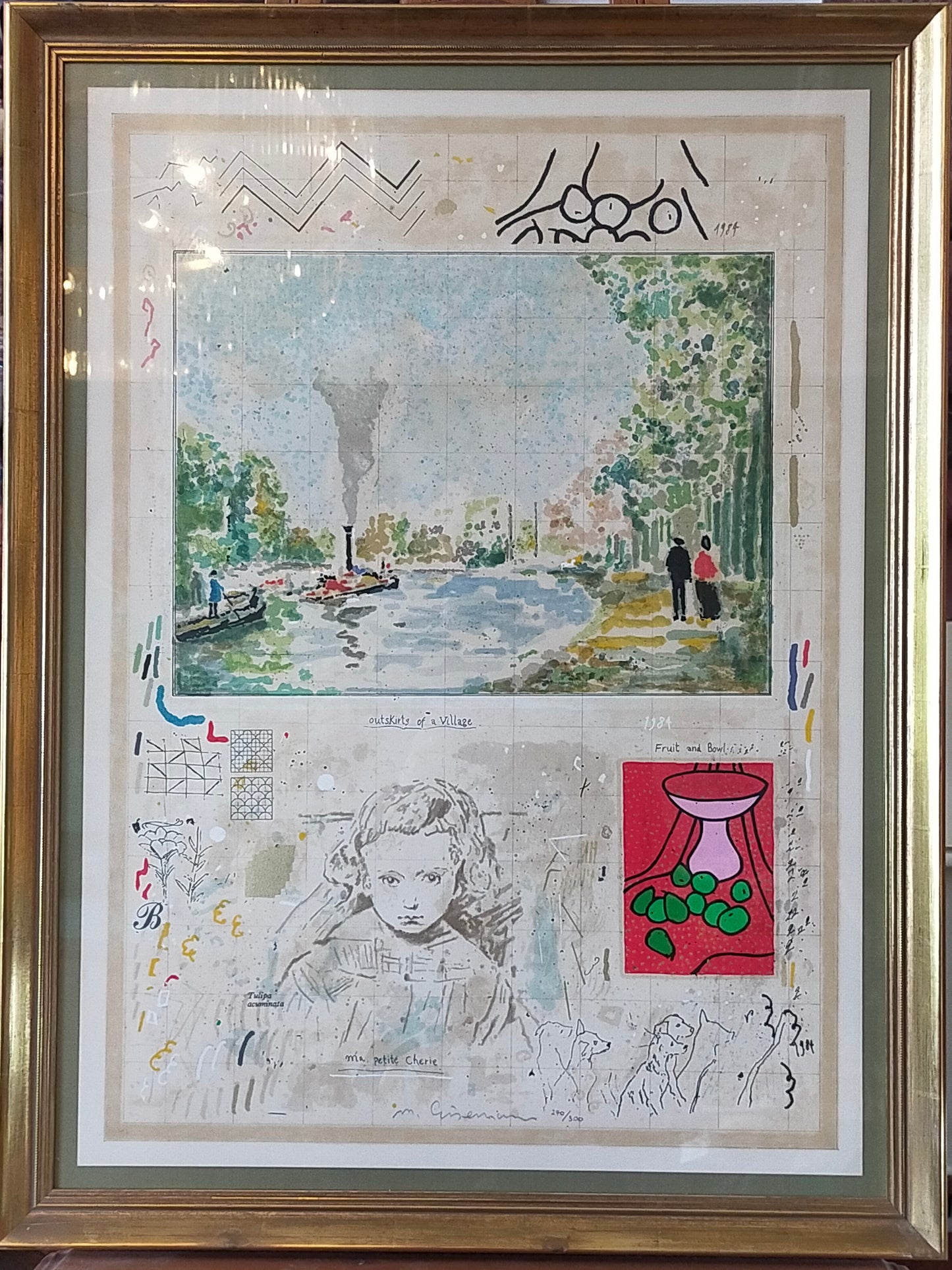 Michael Eisemann Lithografie „ma petite Cherie“ – Modernes Kunstwerk 1984