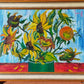 Expressives Sonnenblumen Ölgemälde – Impasto Stil im Goldrahmen