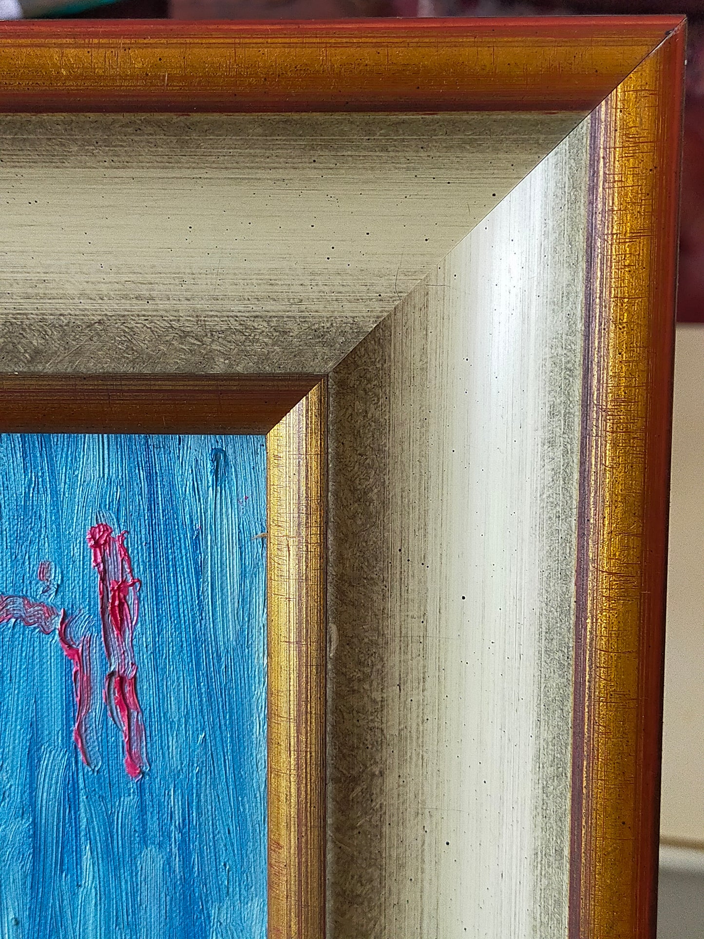 Expressives Sonnenblumen Ölgemälde – Impasto Stil im Goldrahmen