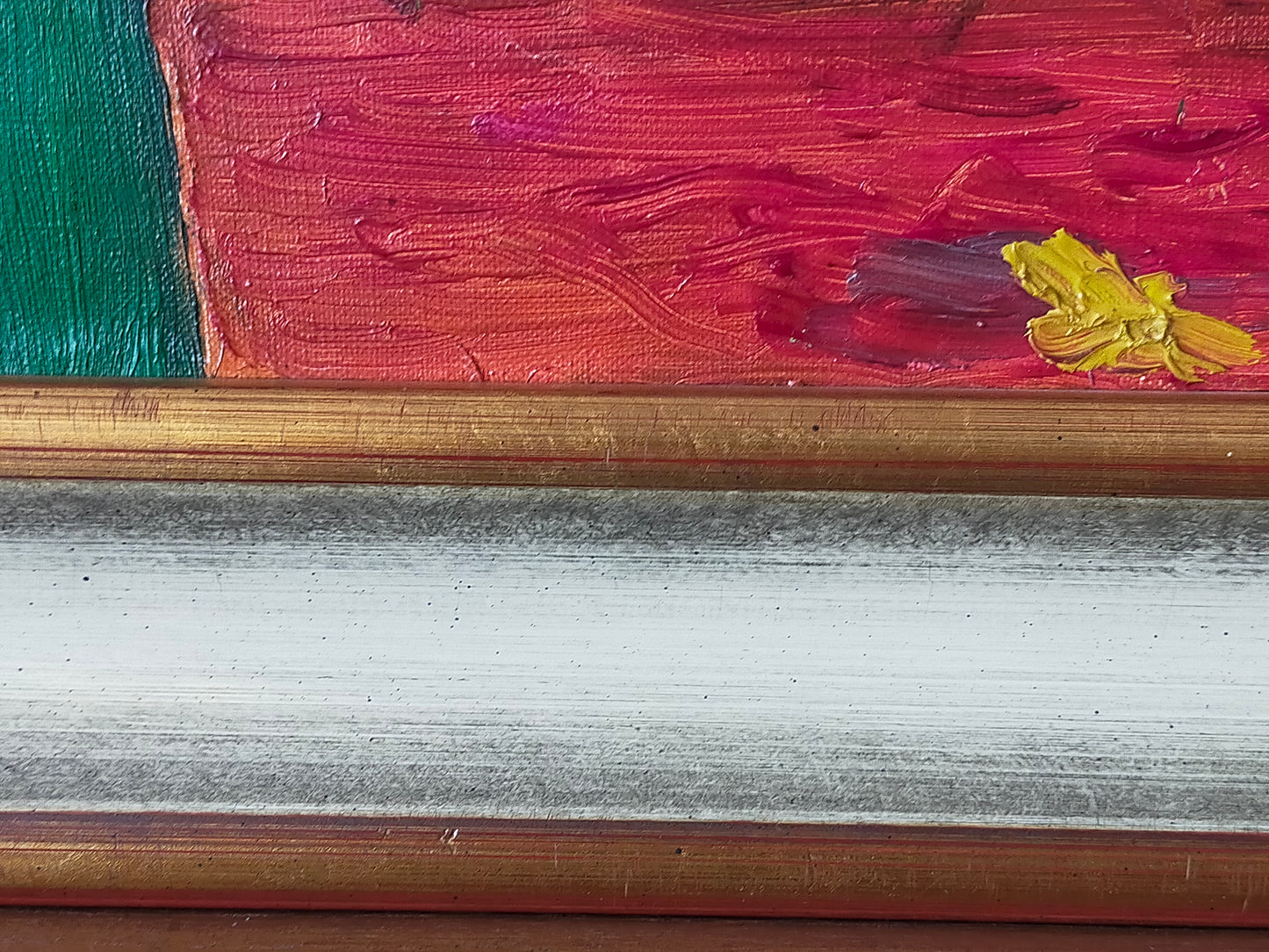 Expressives Sonnenblumen Ölgemälde – Impasto Stil im Goldrahmen