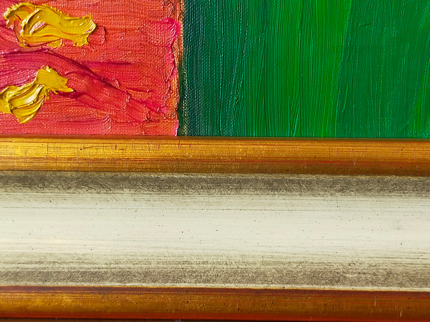 Expressives Sonnenblumen Ölgemälde – Impasto Stil im Goldrahmen