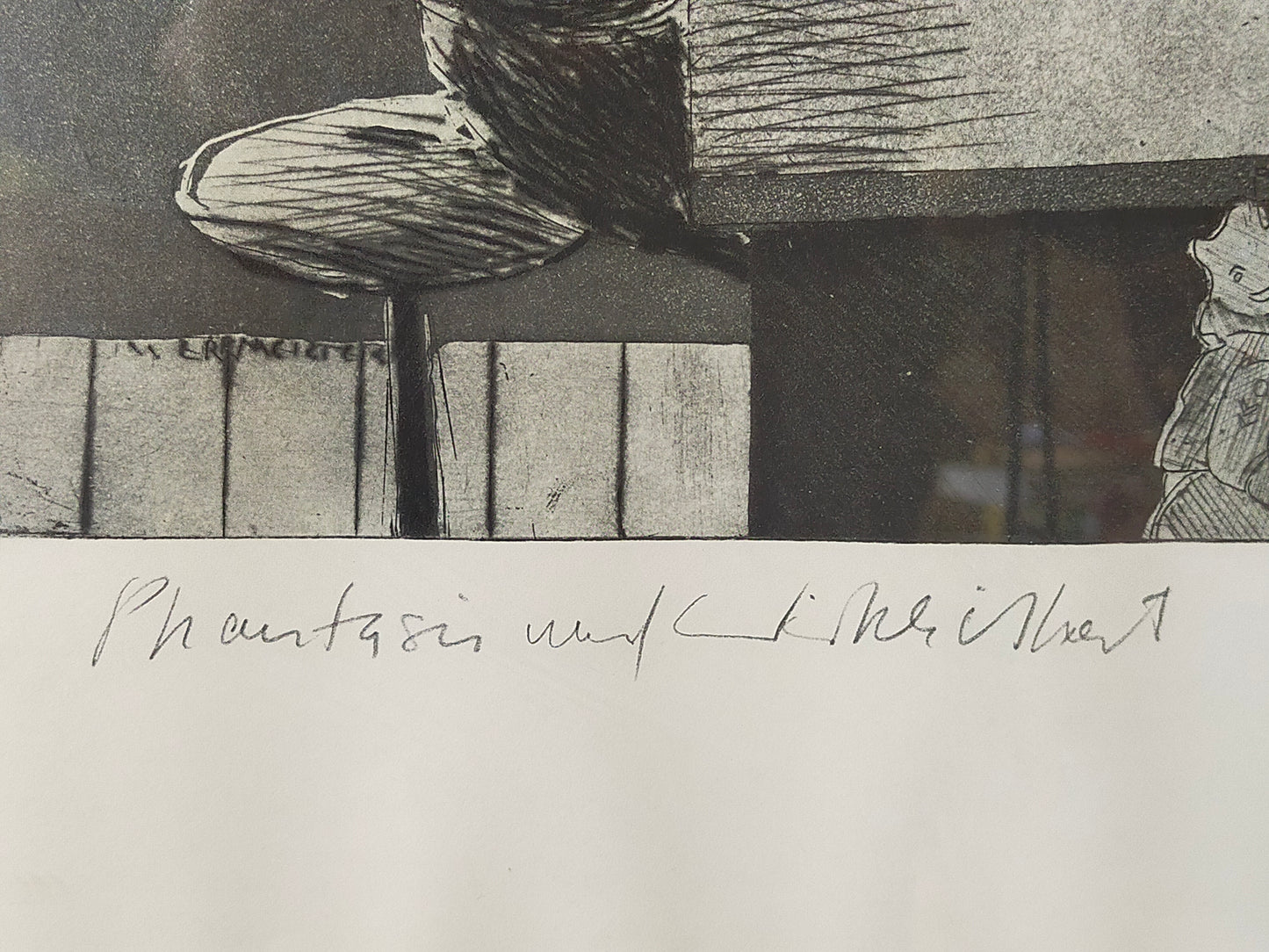 Original Grafik "Phantasie und Wirklichkeit" – Signiert von G. Meister '74