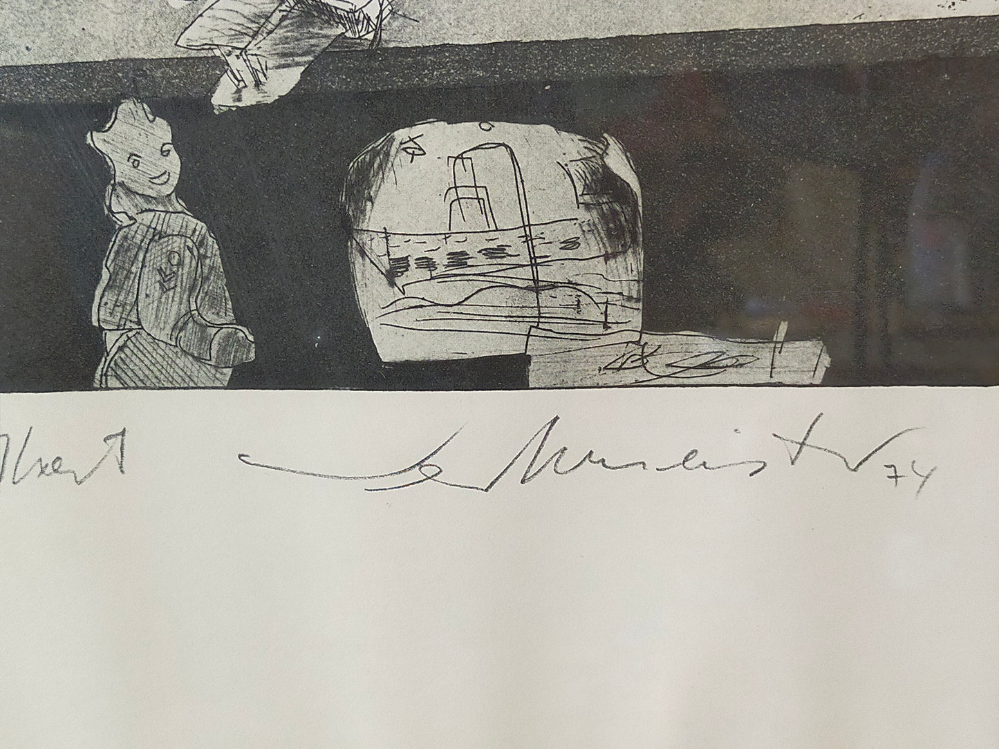 Original Grafik "Phantasie und Wirklichkeit" – Signiert von G. Meister '74