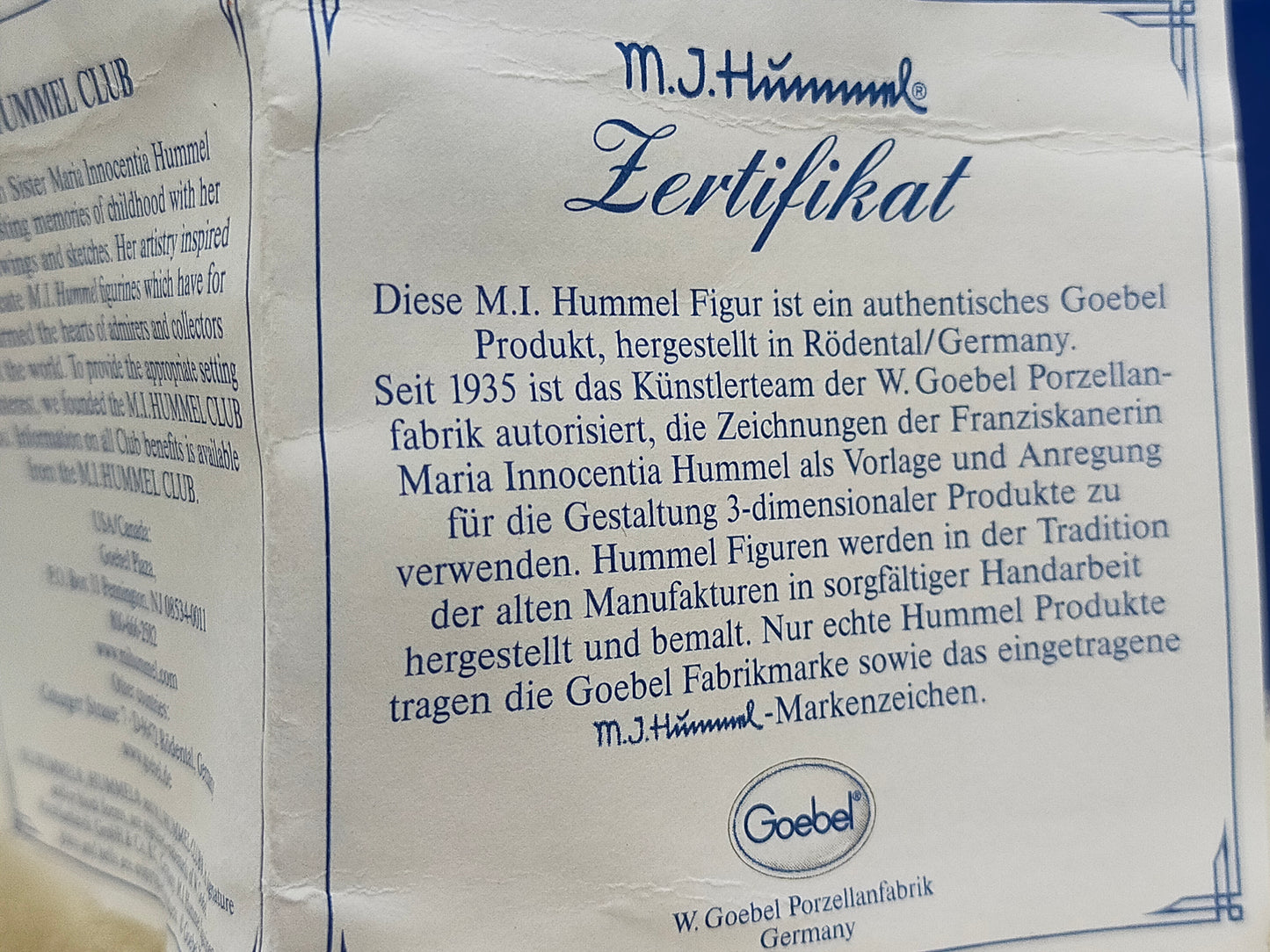 Goebel Hummel Figur "Frisch gezapft" – Mit Original Verpackung und Zertifikat