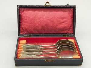 Antikes Besteck Set 5 versilberte Löffel von Arthur Ironmonger