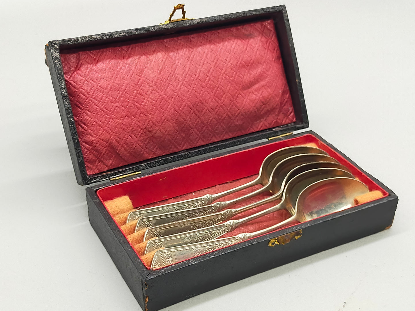 Antikes Besteck Set 5 versilberte Löffel von Arthur Ironmonger