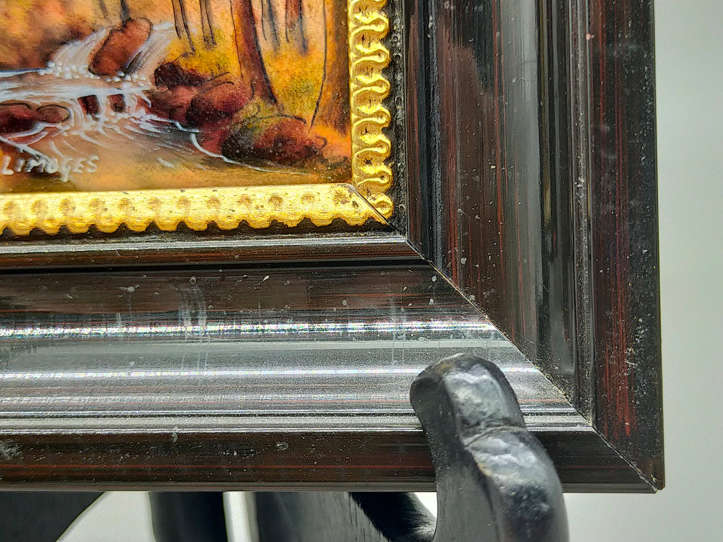 Limoges Emaille Kunst von Pierre Bonnet – Miniatur Herbstlandschaft