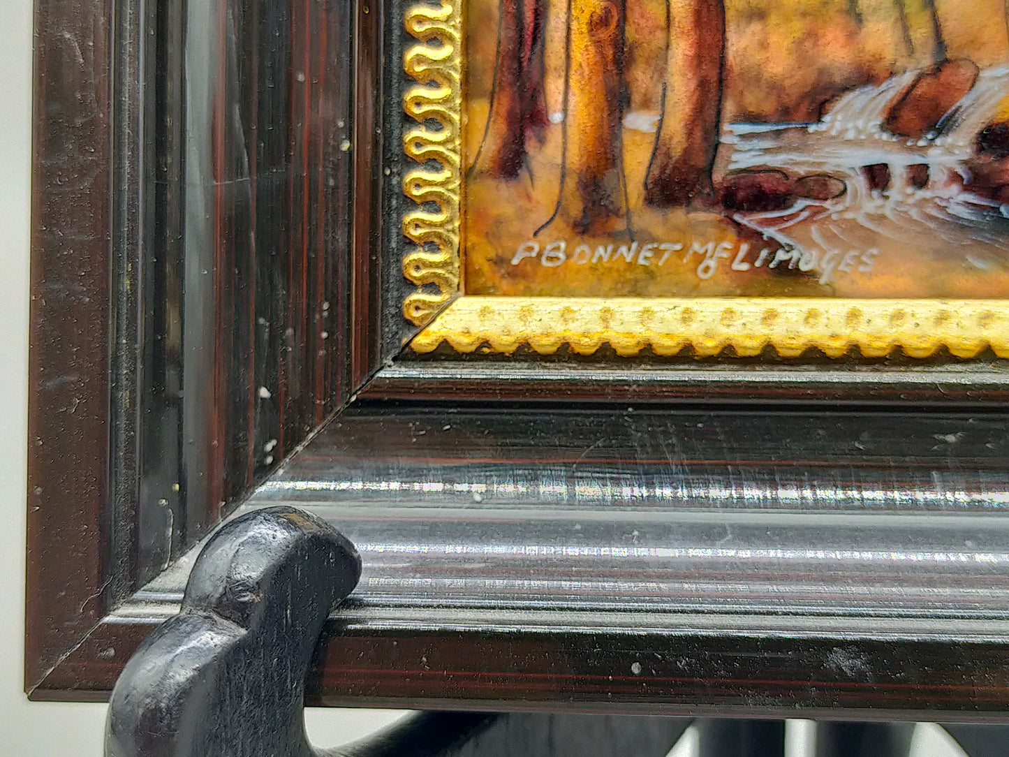 Limoges Emaille Kunst von Pierre Bonnet – Miniatur Herbstlandschaft