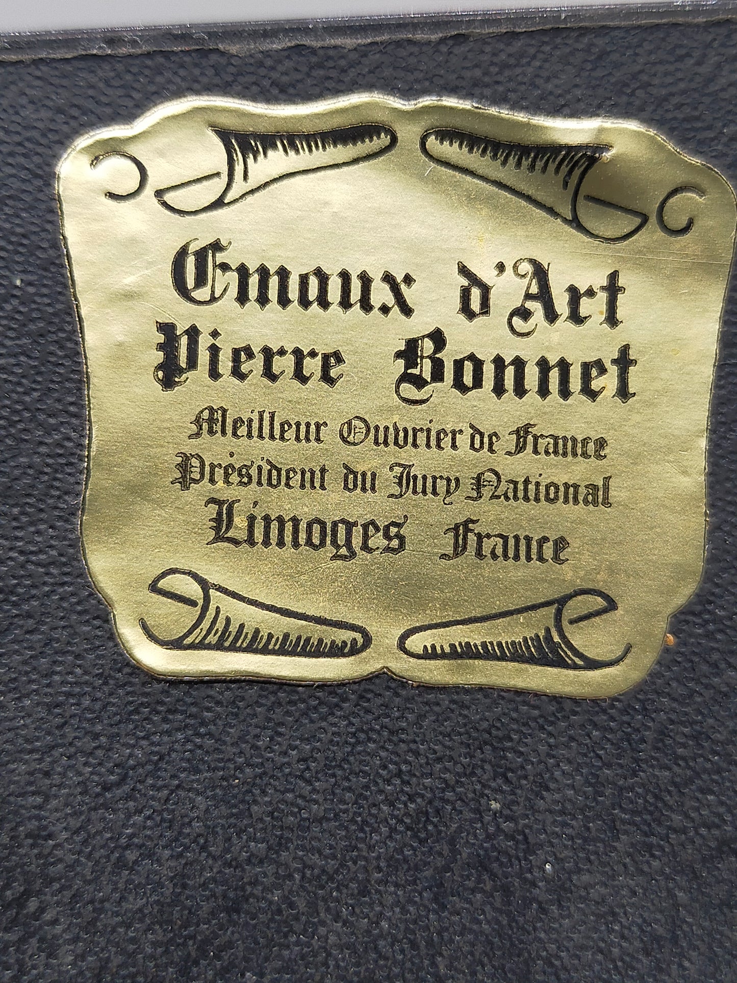 Limoges Emaille Kunst von Pierre Bonnet – Miniatur Herbstlandschaft